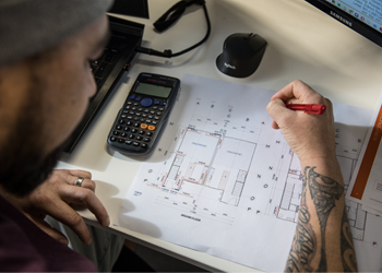 person reading site plan